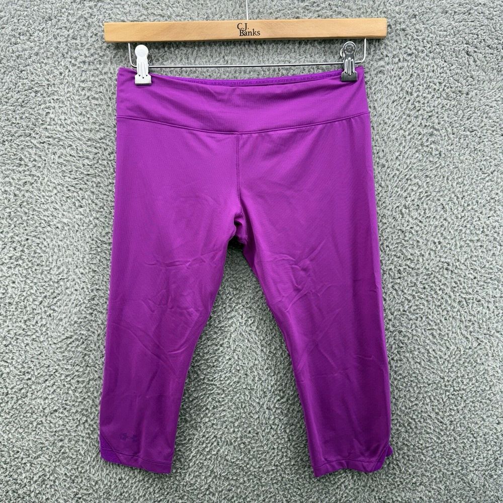 Under Armour Leggings HeatGear‎ Fitted Capri Athletic Womens M Purple Pink
